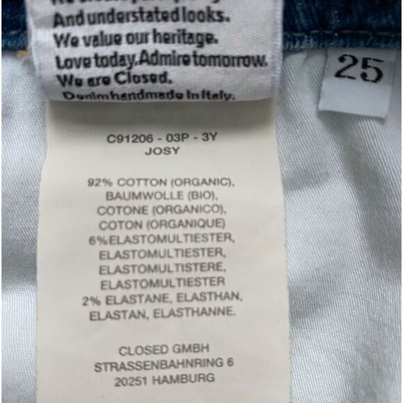 Closed Jeans Josy Cropped Mid-Rise Straight Leg Relaxed Fit Med Blue Wash Sz 25 - Picture 9 of 9